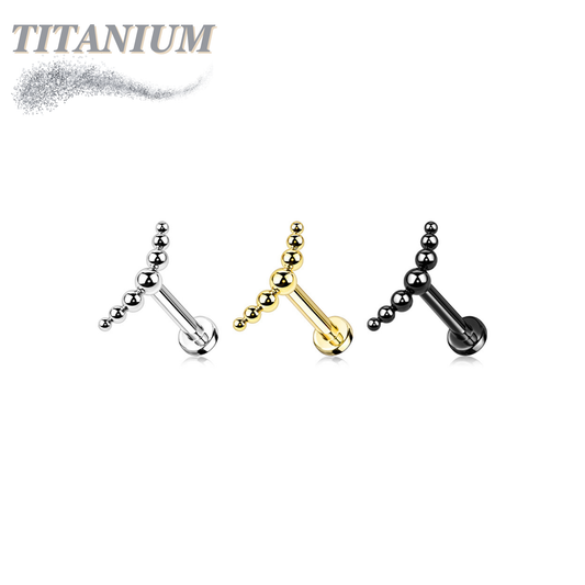 Titanium Internal Thread 7 Ball Curved Labret