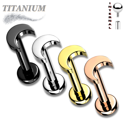 Titanium Internally Threaded Labret w/ Moon Top