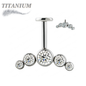 Titanium Vertical Helix 5 Curve Bezel CZ Labret