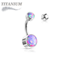 Titanium  Internally Threaded Premium Bezel Set Belly Bananas