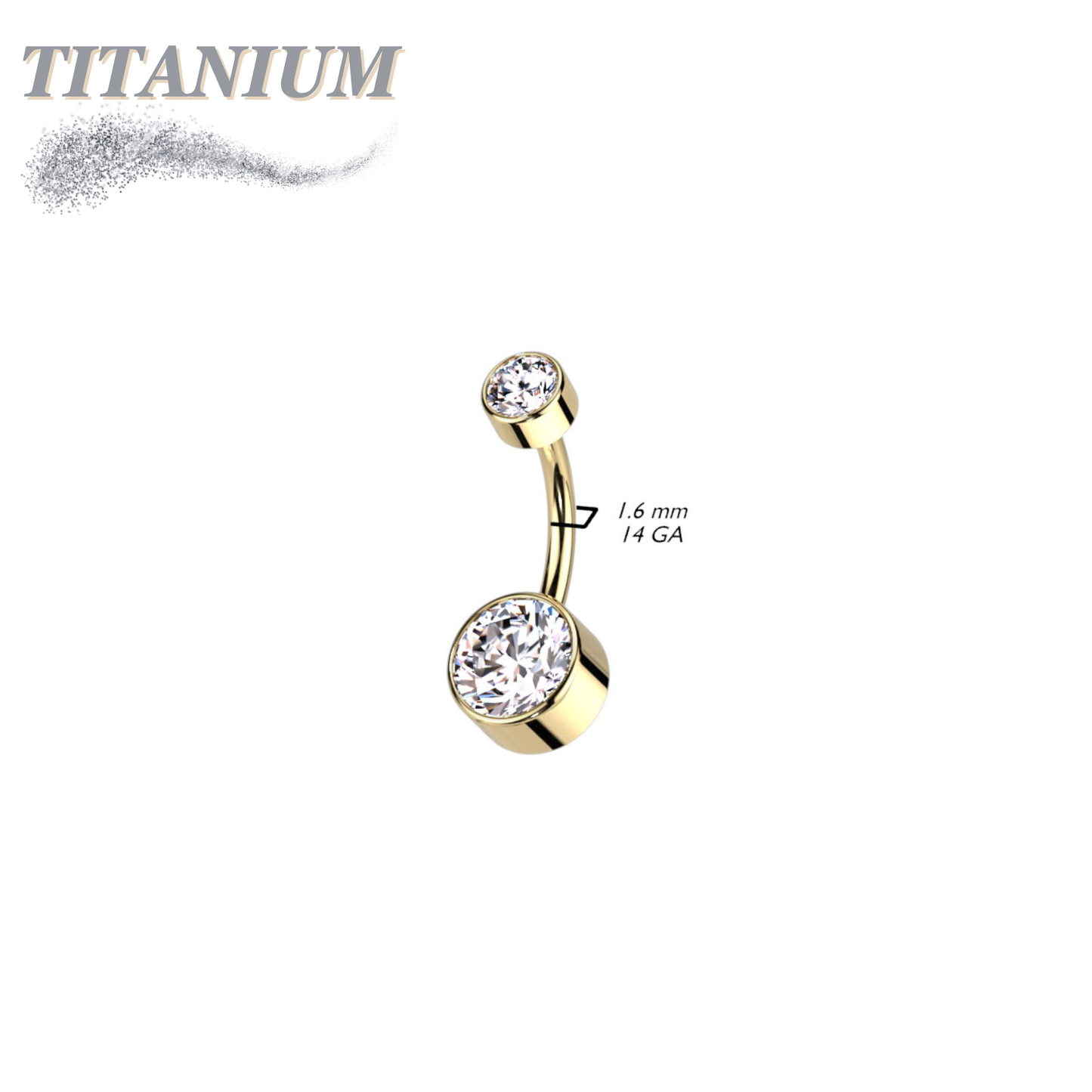 Titanium  Internally Threaded Premium Bezel Set Belly Bananas