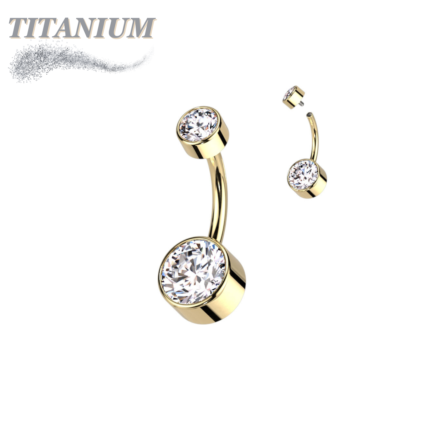Titanium  Internally Threaded Premium Bezel Set Belly Bananas