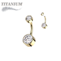Titanium  Internally Threaded Premium Bezel Set Belly Bananas