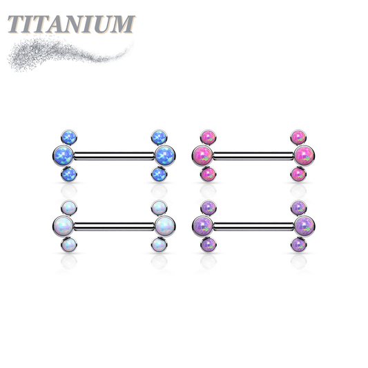 Titanium Opal 3 Curve Ends Forward Face Internal Thread Nipple Bars