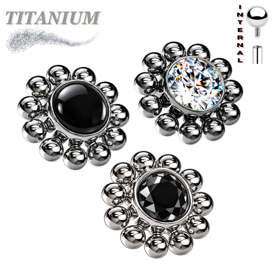 Titanium Internally Threaded 4mm Feature Middle with Bead Edge (Top Only)