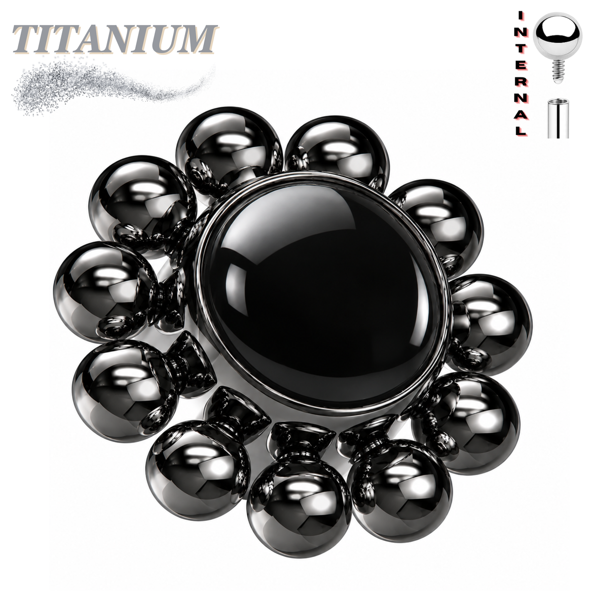 Titanium Internally Threaded 4mm Feature Middle with Bead Edge (Top Only)
