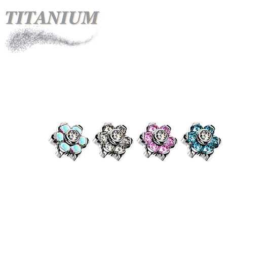 Titanium Internally Threaded CZ Flower Top