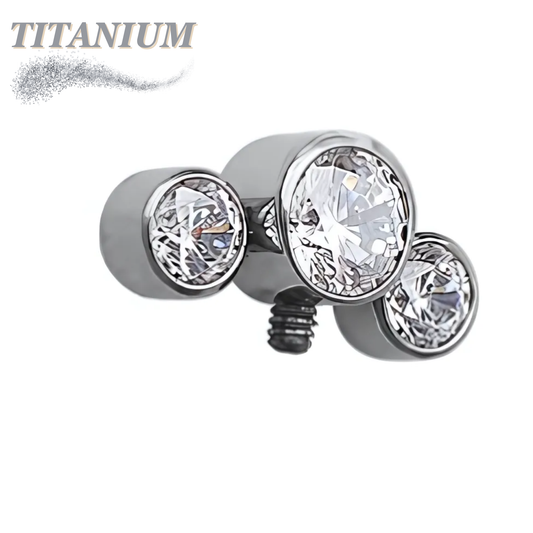 Titanium Front Facing 3 Gem Curve Ends for Nipple