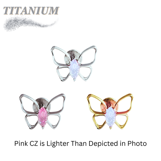 Titanium Threadless Flat Back Labret Combo with Butterfly Top