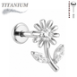 Titanium Threadless Labret w/ Tall CZ Flower