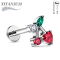 Titanium Threadless Cherry CZ Labret