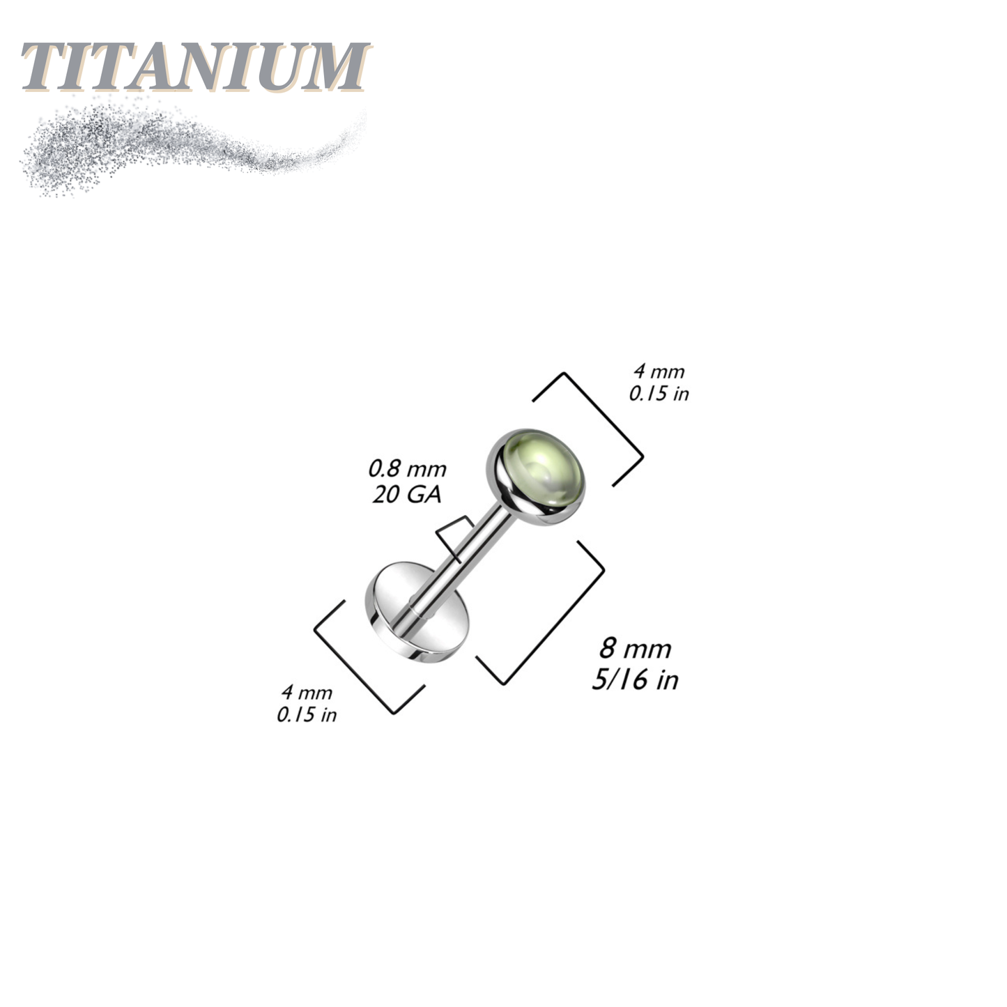Titanium Threadless Bezel Natural Stone Top Labret Combo