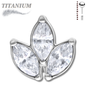 Titanium Threadless Triple CZ Cluster Labret Combo