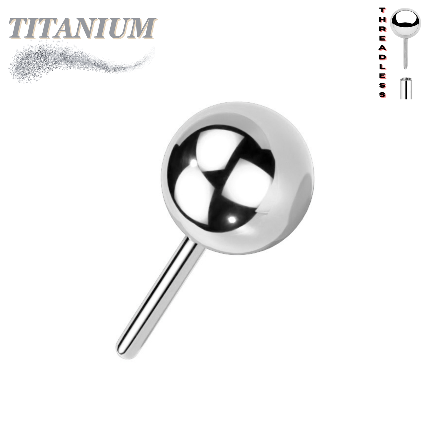 Titanium Threadless Ball (Top Only)