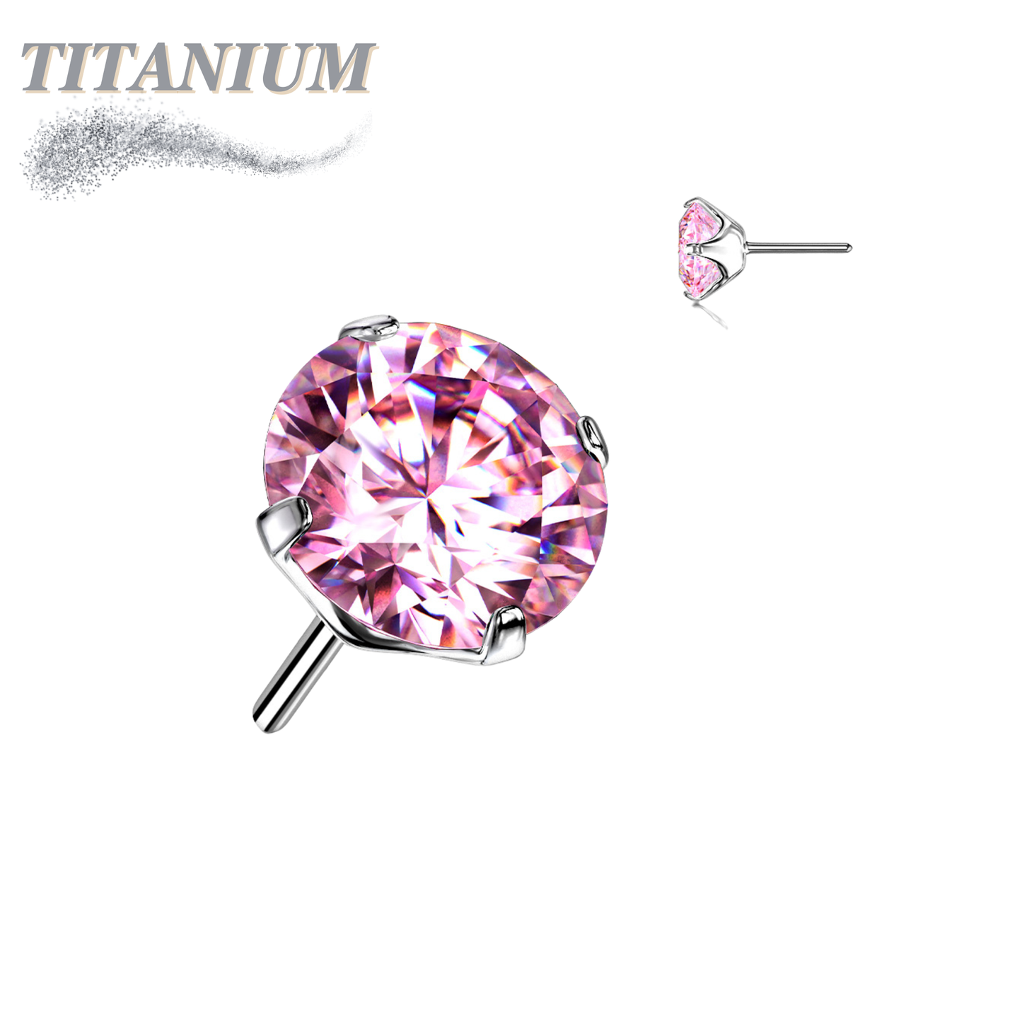 Titanium Threadless Zircon Prong Gem (Top Only)
