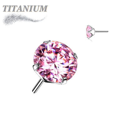 Titanium Threadless Zircon Prong Gem (Top Only)