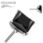 Titanium Threadless Square (Princess Cut) Gem in Claw Set  (Top Only)