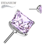 Titanium Threadless Square (Princess Cut) Gem in Claw Set  (Top Only)
