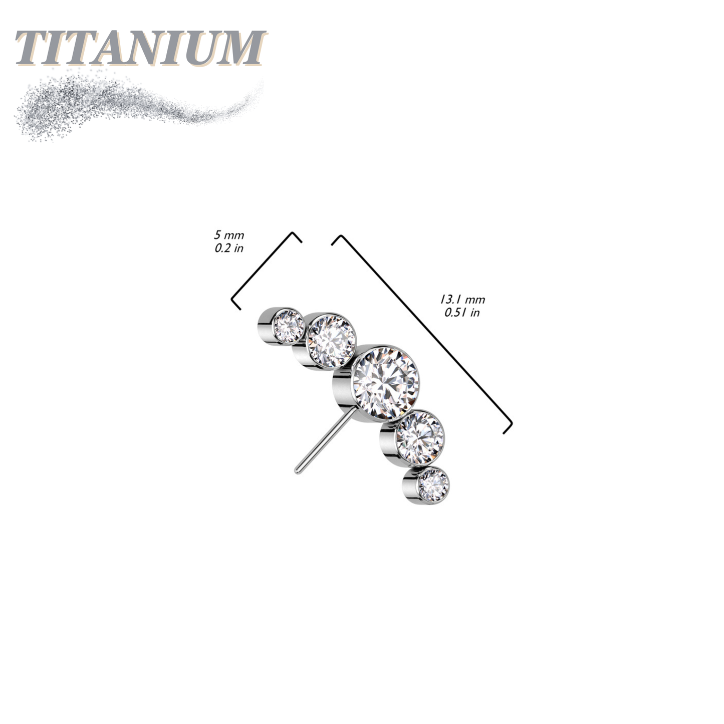 Titanium Threadless 5 Gem Curve (Top Only)