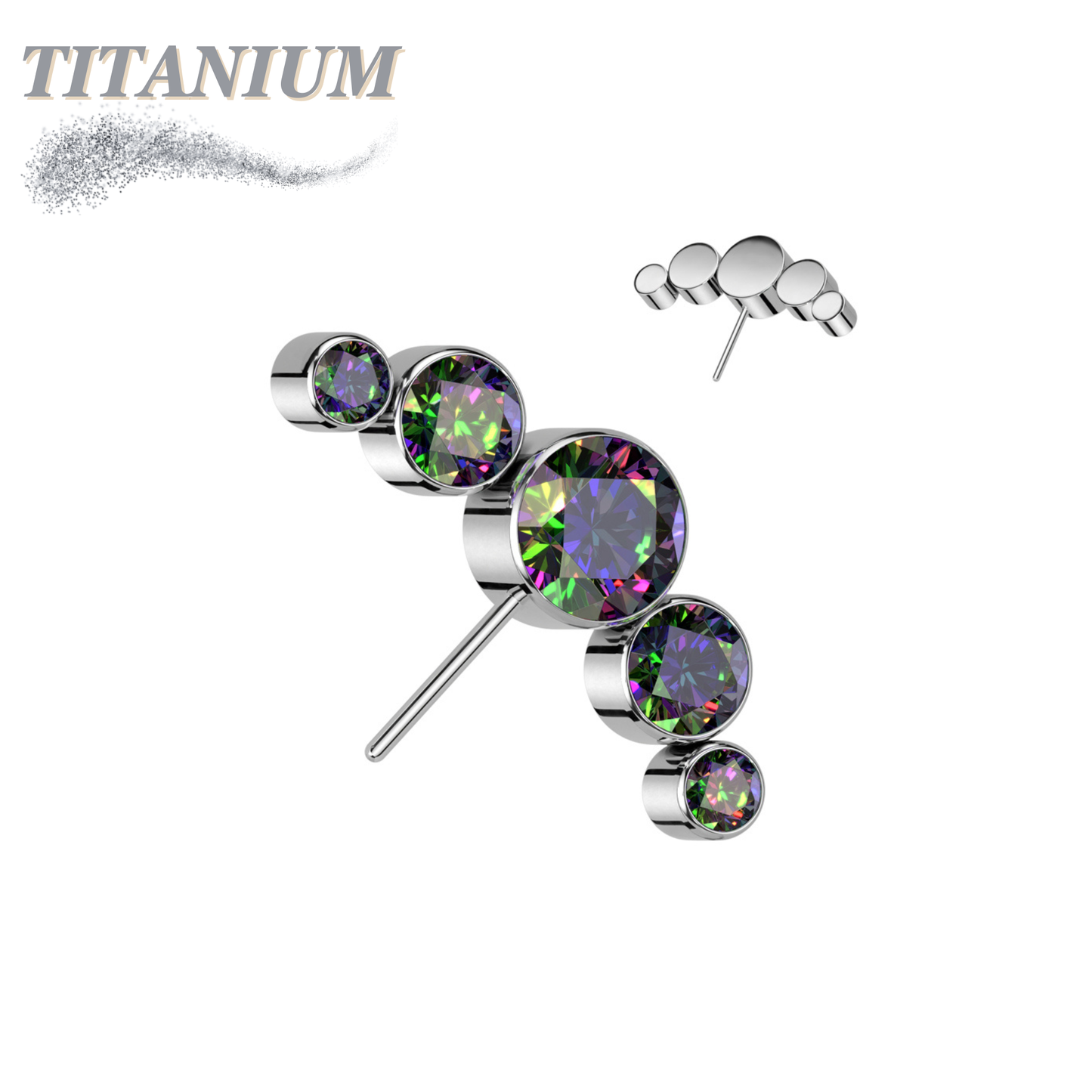 Titanium Threadless 5 Gem Curve (Top Only)