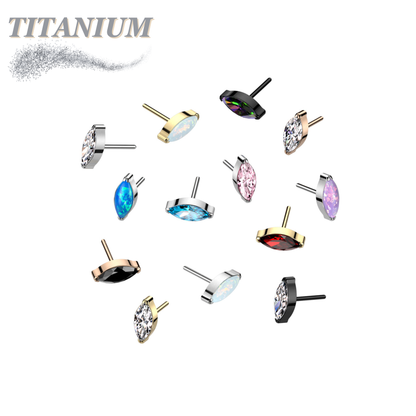 Titanium Threadless Single Marquise CZ or Opal (Top Only)