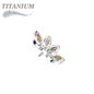 Titanium Threadless 4 Marquise Crystal Fan (Top Only)