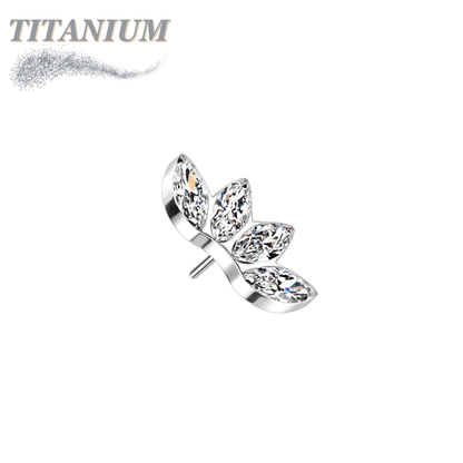 Titanium Threadless 4 Marquise Crystal Fan (Top Only)