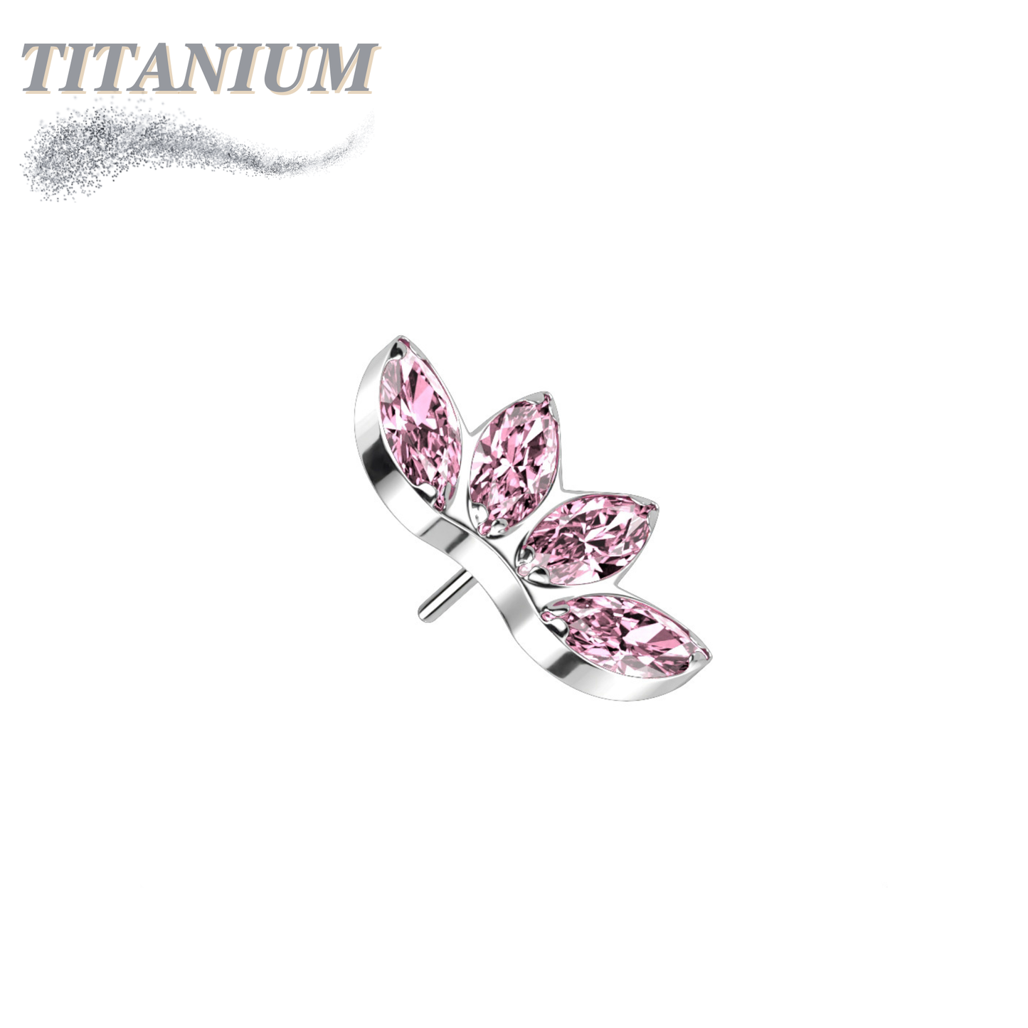 Titanium Threadless 4 Marquise Crystal Fan (Top Only)