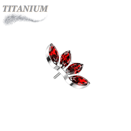 Titanium Threadless 4 Marquise Crystal Fan (Top Only)