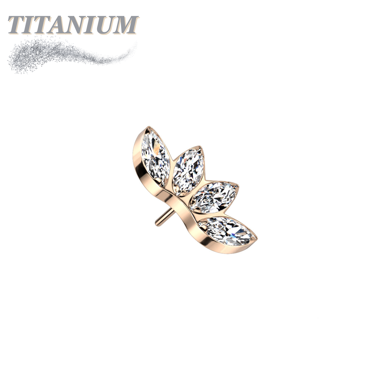 Titanium Threadless 4 Marquise Crystal Fan (Top Only)