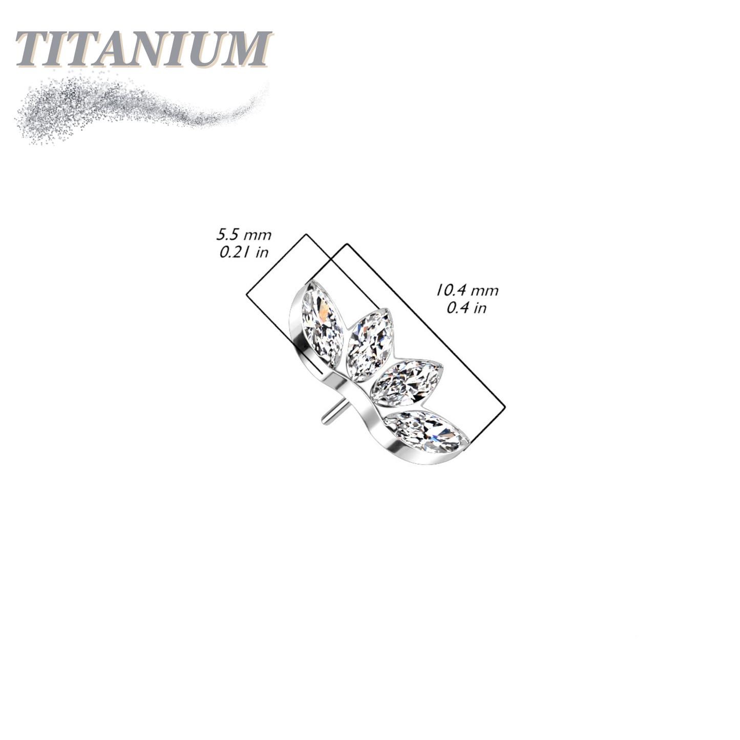 Titanium Threadless 4 Marquise Crystal Fan (Top Only)