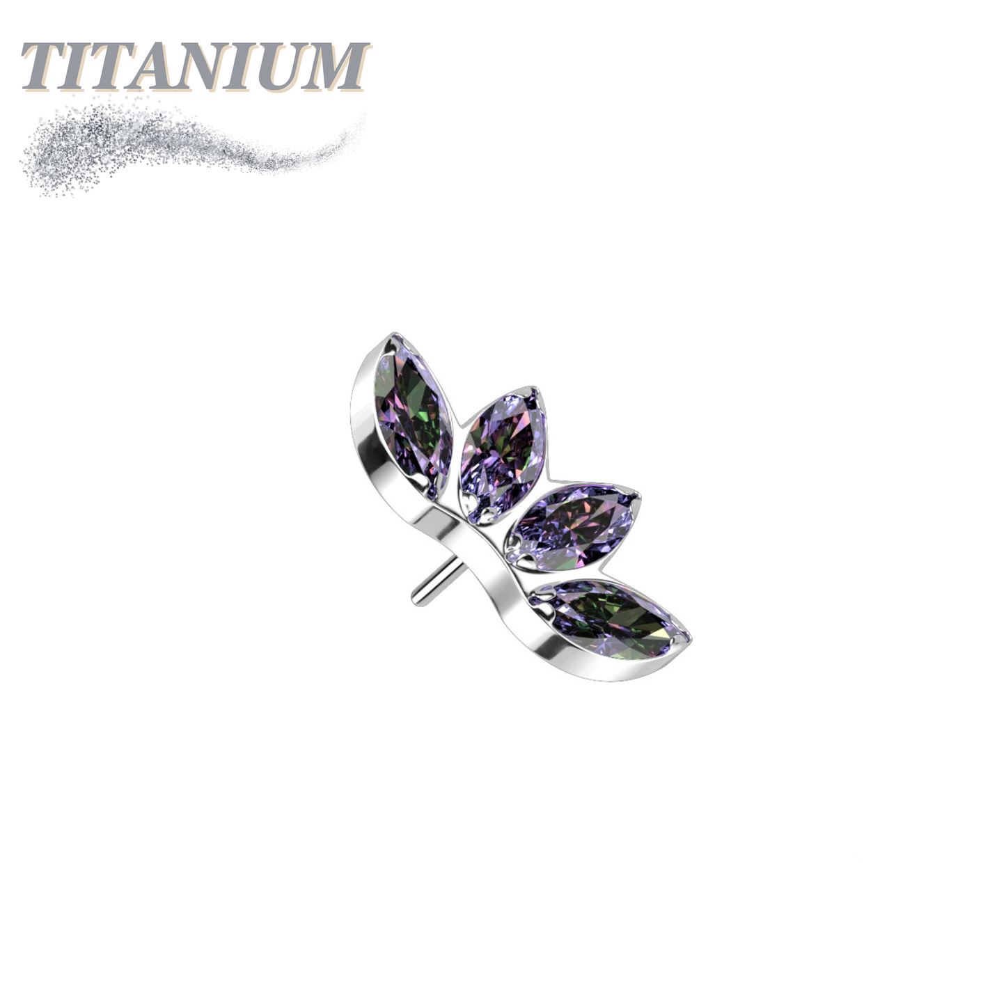 Titanium Threadless 4 Marquise Crystal Fan (Top Only)