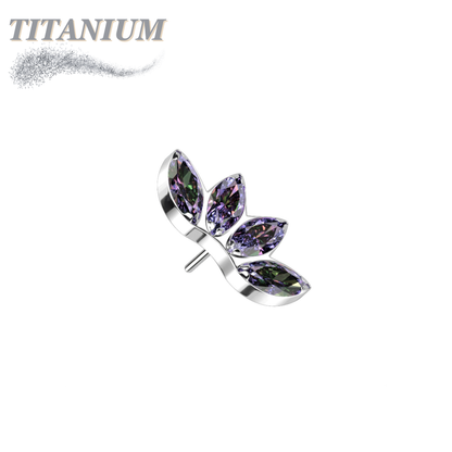 Titanium Threadless 4 Marquise Crystal Fan (Top Only)