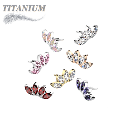 Titanium Threadless 4 Marquise Crystal Fan (Top Only)