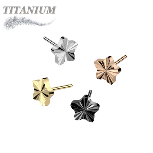 Threadless Titanium Star Shape Ridged Top Only