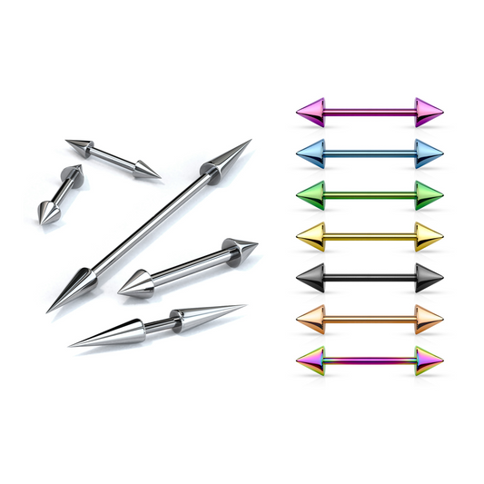 Surgical Steel Externally Threaded Barbells with Spike Ends