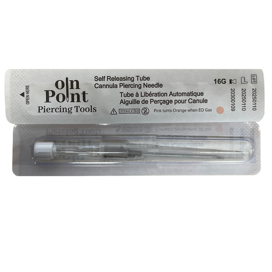 On Point Self Releasing Pre-Sterilized Cannula Piercing Needle 20G-14G - Single Needle (Also sold by box of 50)