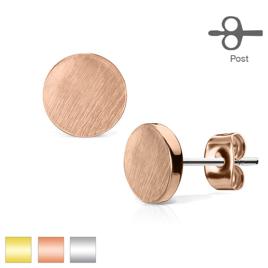 Brushed Finish Plain Circle Surgical Steel Earrings