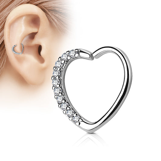 Surgical Steel Annealed CZ Heart Left or Right Ear (CLEARANCE)