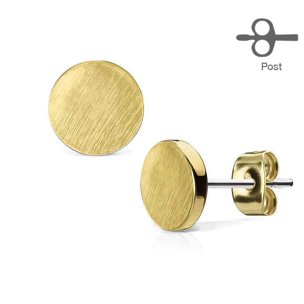 Brushed Finish Plain Circle Surgical Steel Earrings