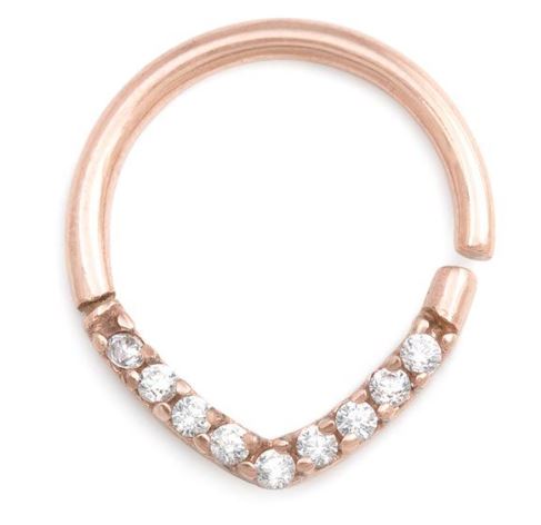 Annealed Rose Gold Crystal Studded Teardrop 16G 10mm- CLEARANCE