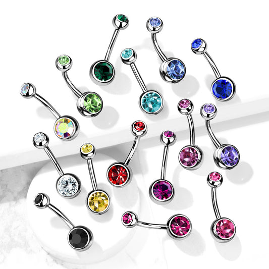Belly Banana Standard Double Gem Surgical Steel External Thread