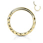 Surgical Steel Hinged Ring with Chevron Cut Front