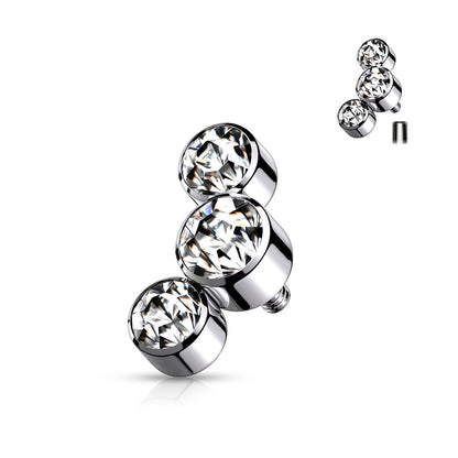 Surgical Steel Internally Threaded 3 Curve Bezel Set Top Only