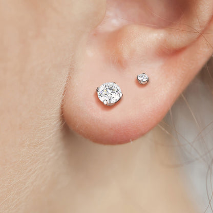 Titanium CZ Prong Set Earrings (Steel Backs)